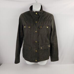J Crew XS Army Olive Green Boyfriend Field Jacket Adjustable Womens Zipper Coat